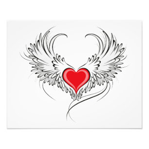 Red Angel Heart med vingar Fototryck