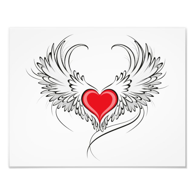Red Angel Heart med vingar Fototryck (Framsidan)