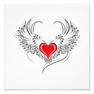 Red Angel Heart med vingar Fototryck