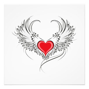 Red Angel Heart med vingar Fototryck