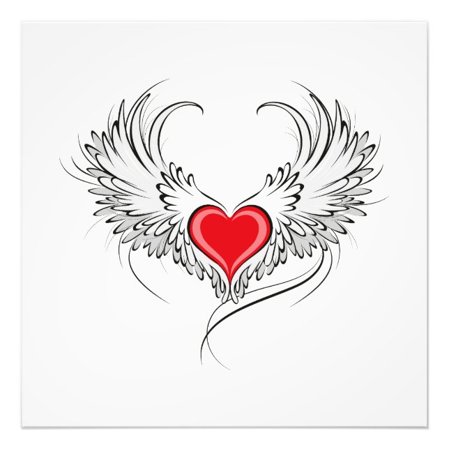 Red Angel Heart med vingar Fototryck (Framsidan)