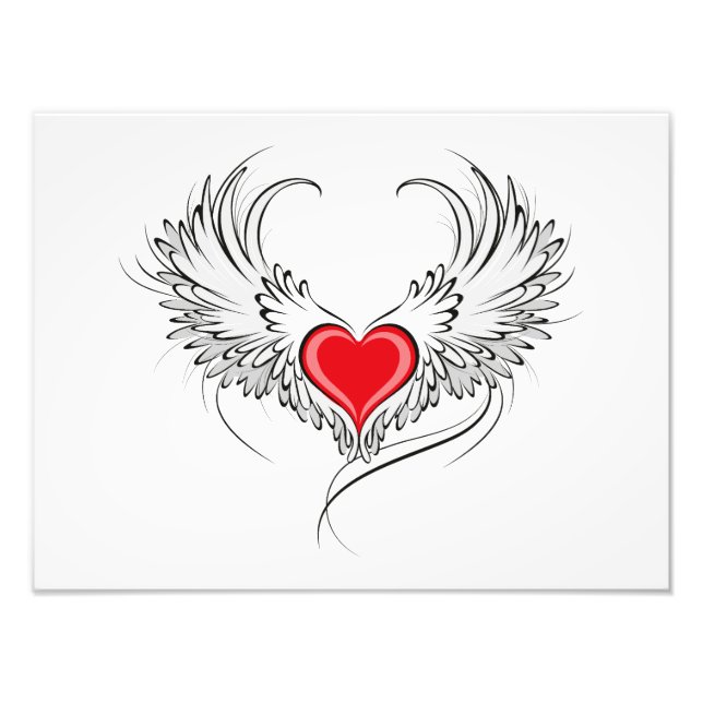 Red Angel Heart med vingar Fototryck (Framsidan)