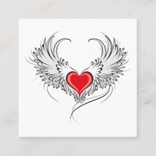 Red Angel Heart med vingar Fyrkantigt Visitkort