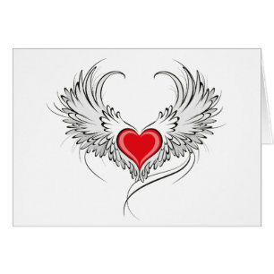 Red Angel Heart med vingar Hälsningskort