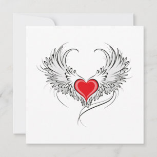 Red Angel Heart med vingar Julkort