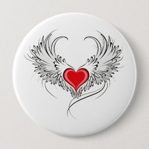 Red Angel Heart med vingar Knapp
