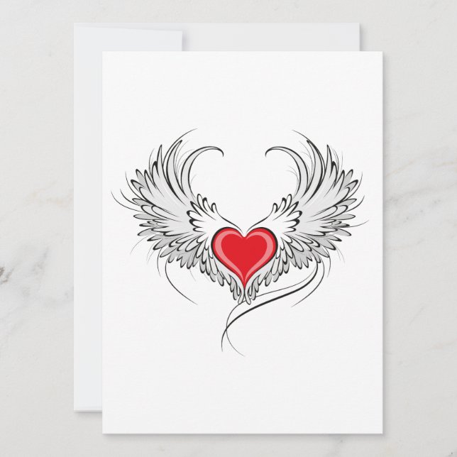 Red Angel Heart med vingar Kort (Framsida)