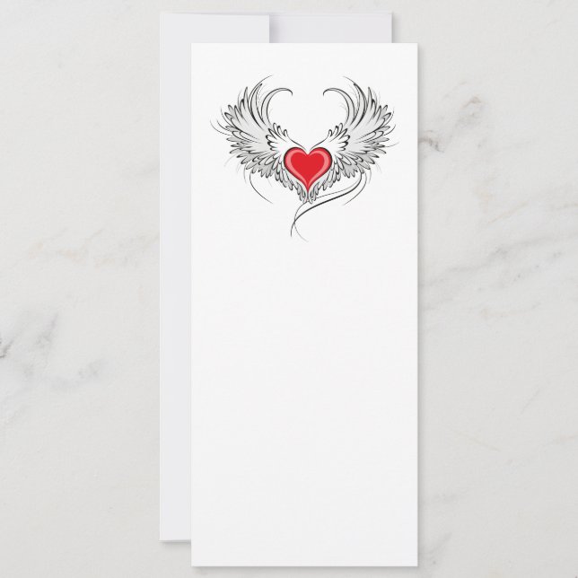Red Angel Heart med vingar Kort (Framsida)