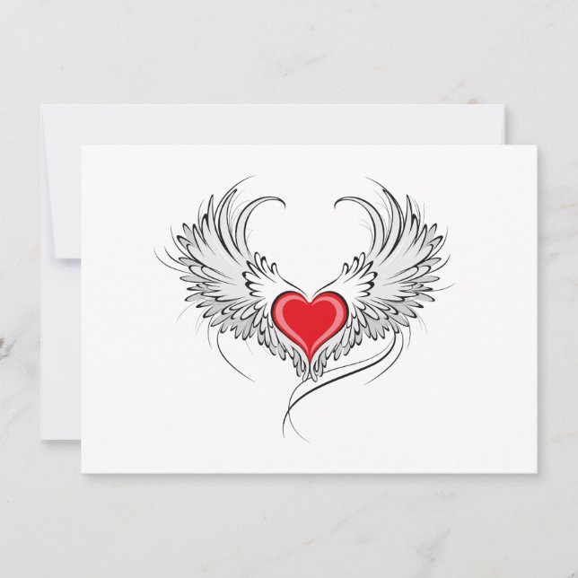 Red Angel Heart med vingar Kort (Framsida)