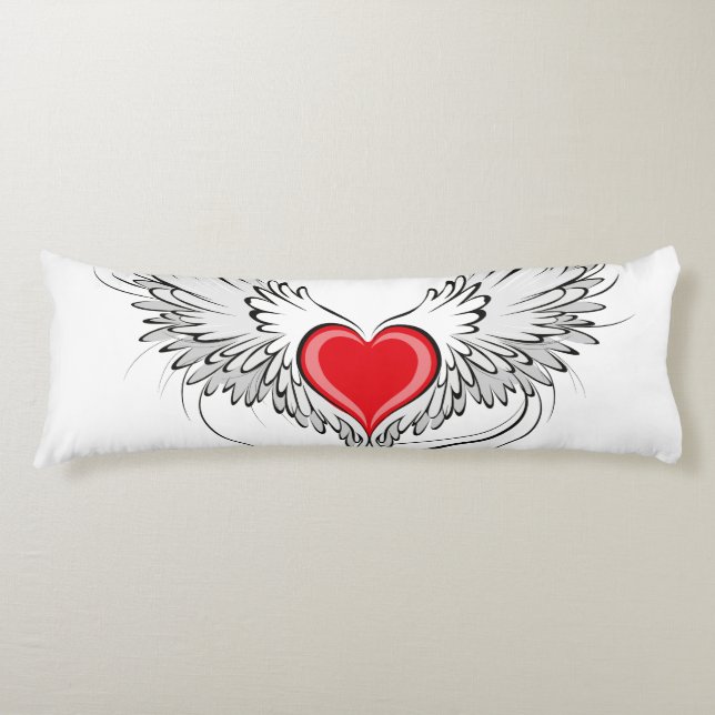 Red Angel Heart med vingar Kroppskudde (Framsidan)