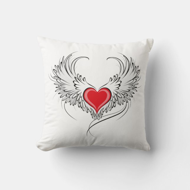 Red Angel Heart med vingar Kudde (Framsida)