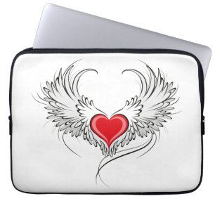 Red Angel Heart med vingar Laptop Fodral