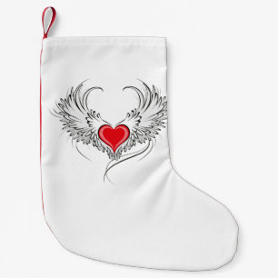 Red Angel Heart med vingar Liten Julstrumpa