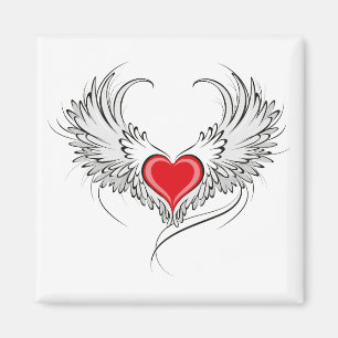 Red Angel Heart med vingar Magnet