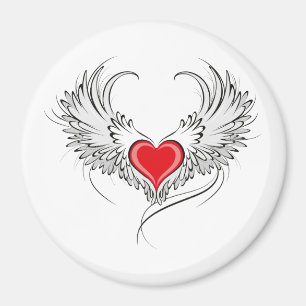 Red Angel Heart med vingar Magnet