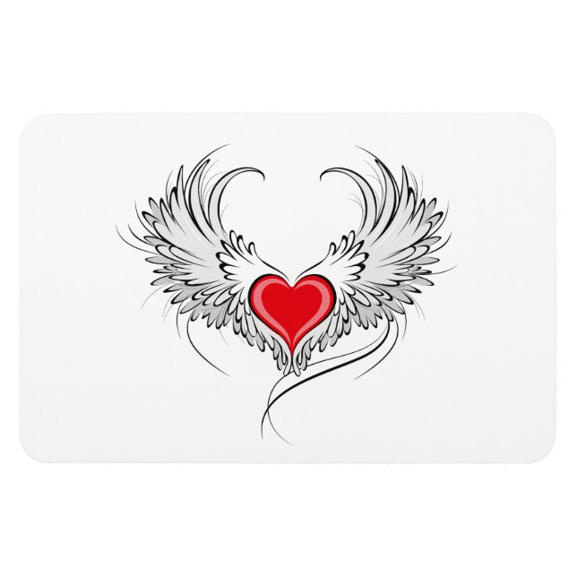 Red Angel Heart med vingar Magnet (Horisontell)