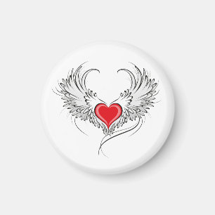 Red Angel Heart med vingar Magnet