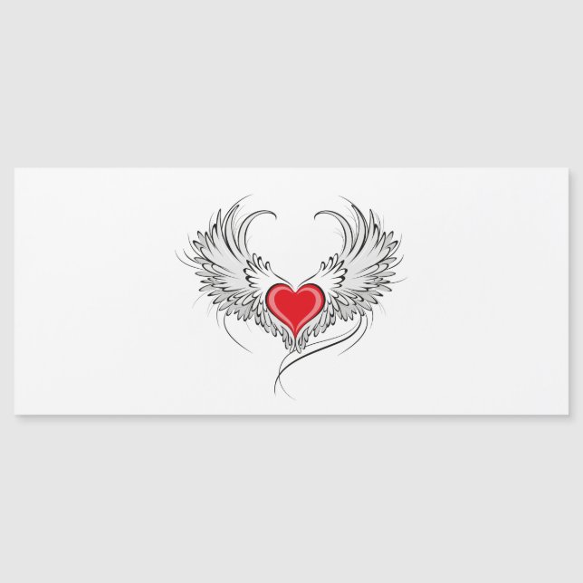 Red Angel Heart med vingar Magnetisk Inbjudningskort (Framsida)