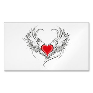 Red Angel Heart med vingar Magnetiska Visitkort
