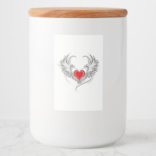 Red Angel Heart med vingar Mat Etikett