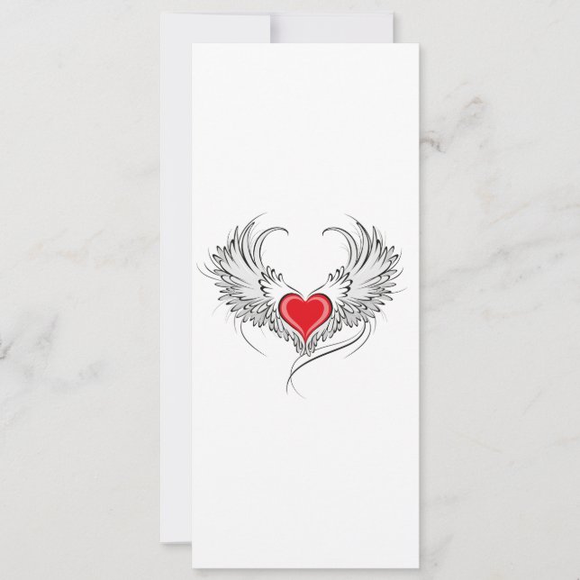 Red Angel Heart med vingar Meddelande (Framsida)