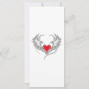 Red Angel Heart med vingar Meddelande