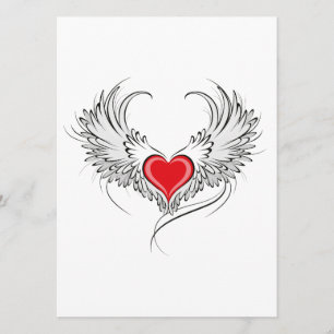 Red Angel Heart med vingar Meny