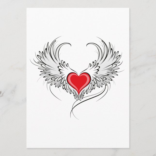 Red Angel Heart med vingar Meny (Framsida)
