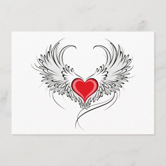 Red Angel Heart med vingar Meny (Framsida)