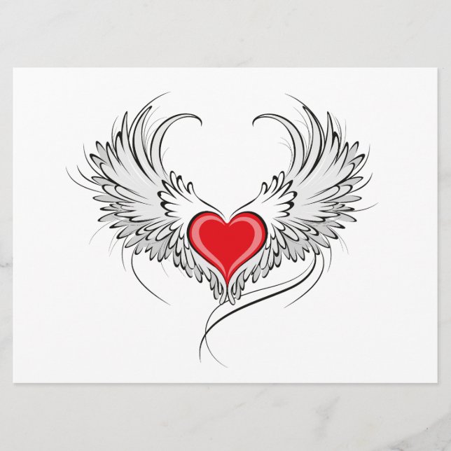 Red Angel Heart med vingar Meny (Framsida)