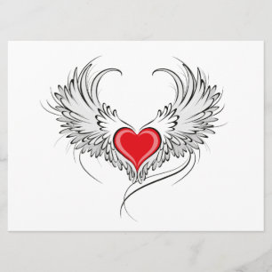 Red Angel Heart med vingar Meny
