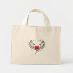 Red Angel Heart med vingar Mini Tygkasse