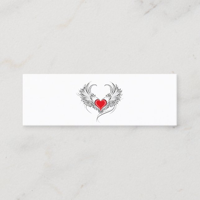 Red Angel Heart med vingar Mini Visitkort (Framsida)