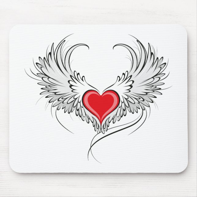 Red Angel Heart med vingar Musmatta (Framsidan)