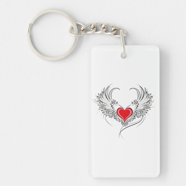 Red Angel Heart med vingar Nyckelring (Framsidan)