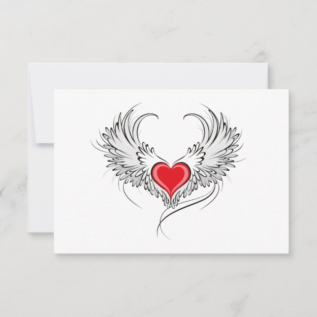 Red Angel Heart med vingar OSA Kort (Framsida)