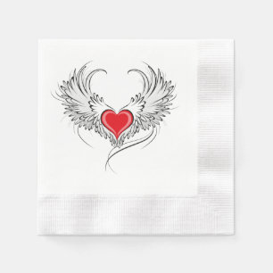 Red Angel Heart med vingar Pappersservett