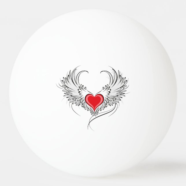 Red Angel Heart med vingar Pingisboll (Framsidan)