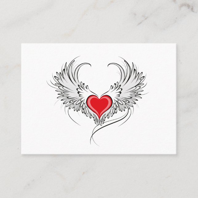 Red Angel Heart med vingar Placeringskort (Framsida)