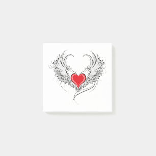 Red Angel Heart med vingar Post-it Block