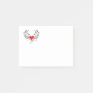 Red Angel Heart med vingar Post-it Block