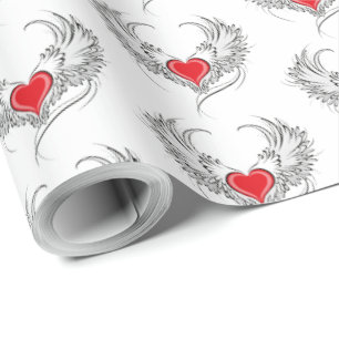 Red Angel Heart med vingar Presentpapper
