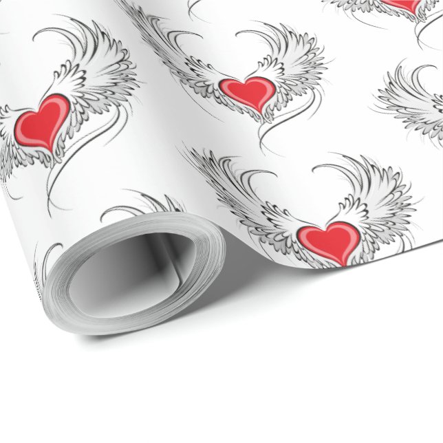 Red Angel Heart med vingar Presentpapper (Rullad Hörn)