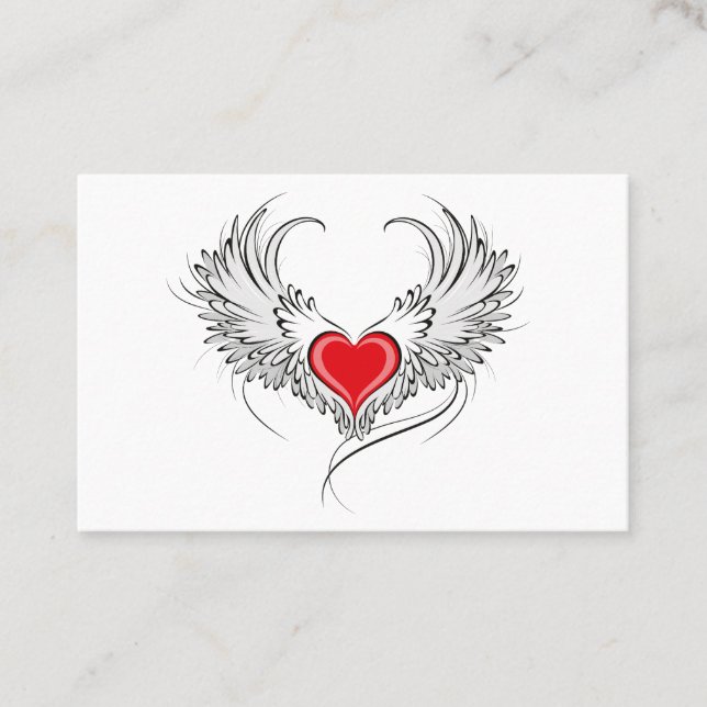 Red Angel Heart med vingar Rabattkort (Framsida)