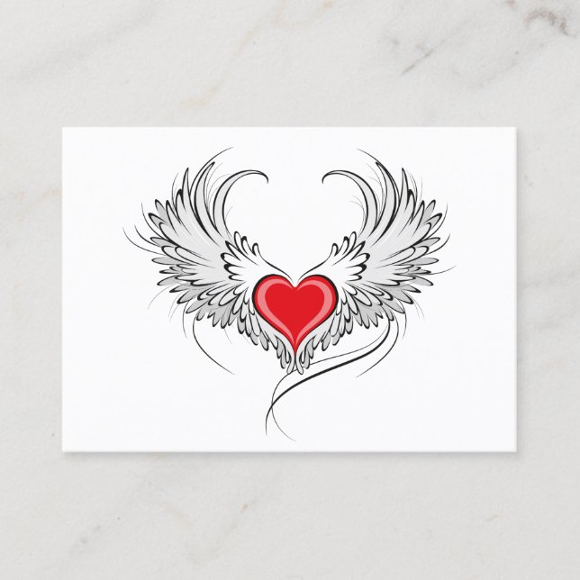 Red Angel Heart med vingar Rabattkort (Framsida)