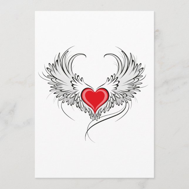 Red Angel Heart med vingar Rådkort (Framsida)