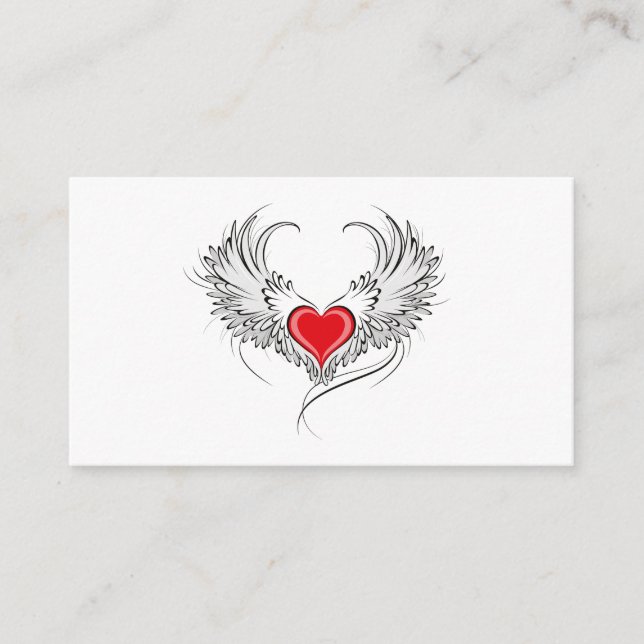 Red Angel Heart med vingar Rådkort (Framsida)