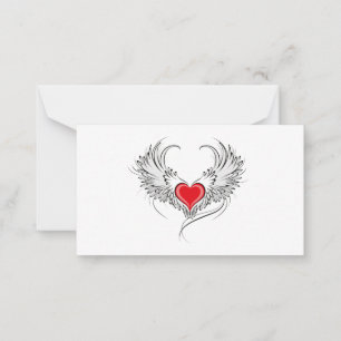 Red Angel Heart med vingar Rådkort