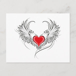 Red Angel Heart med vingar Rådkort