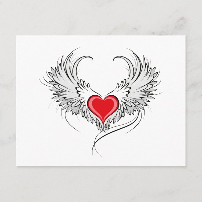 Red Angel Heart med vingar Rådkort (Framsida)